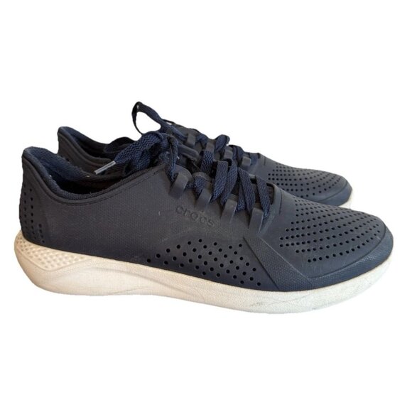 Crocs LiteRide Pacer Men Size 10 Navy Sneakers Waterproof 204967 Casual Lace up - Picture 1 of 8